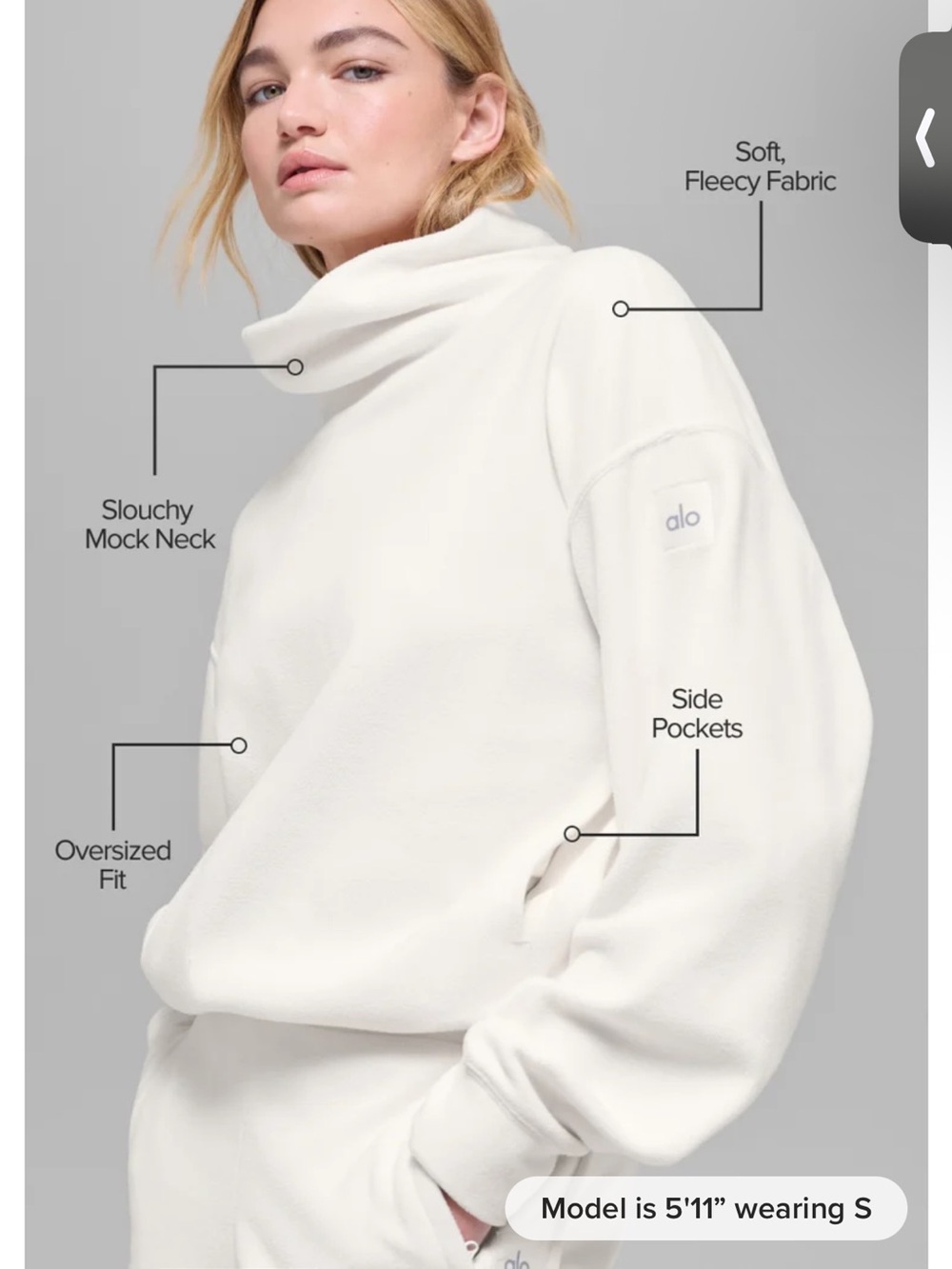 ALO Yoga Cream Slouchy Mock Neck Sweater